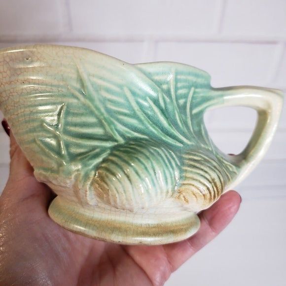 Vintage MCM McCoy Green Ceramic Pinecone Creamer Cool Crazing - Picture 6 of 10